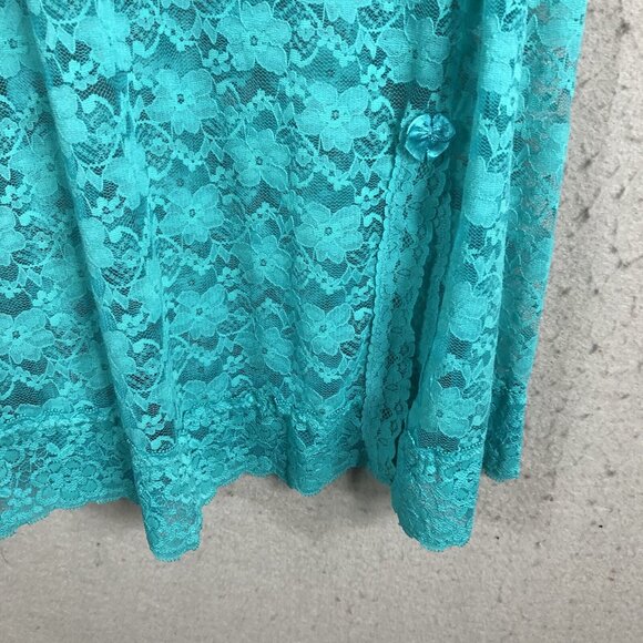 Vintage Rampage Slip Dress  Women S Babydoll Teal Green Lace Y2K 90s Sheer  NEW - Picture 12 of 16